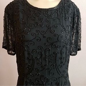 Talbots Black beaded embellished cocktail dress Size 12